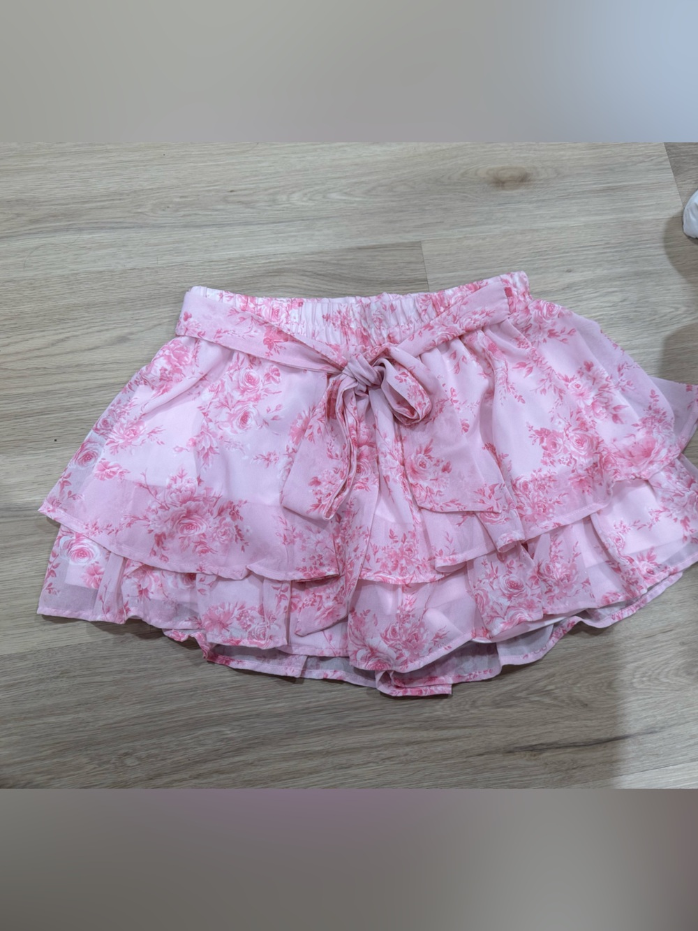 Altar'd State Pink Floral Ruffled Mini Skirt - Picture 1 of 2